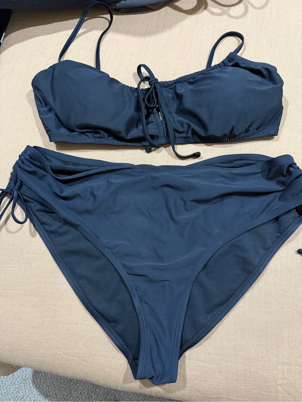 Time and Tru Navy Tie-Front Bikini Set